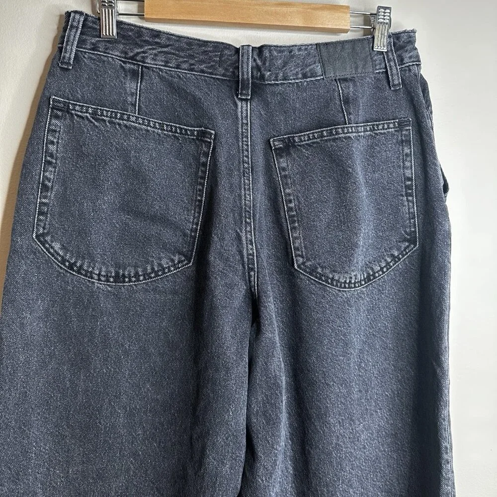 Madewell Curvy Super Wide Leg Jeans Women's 30 Black Denim Button Fly Flare Y2K - Picture 11 of 15